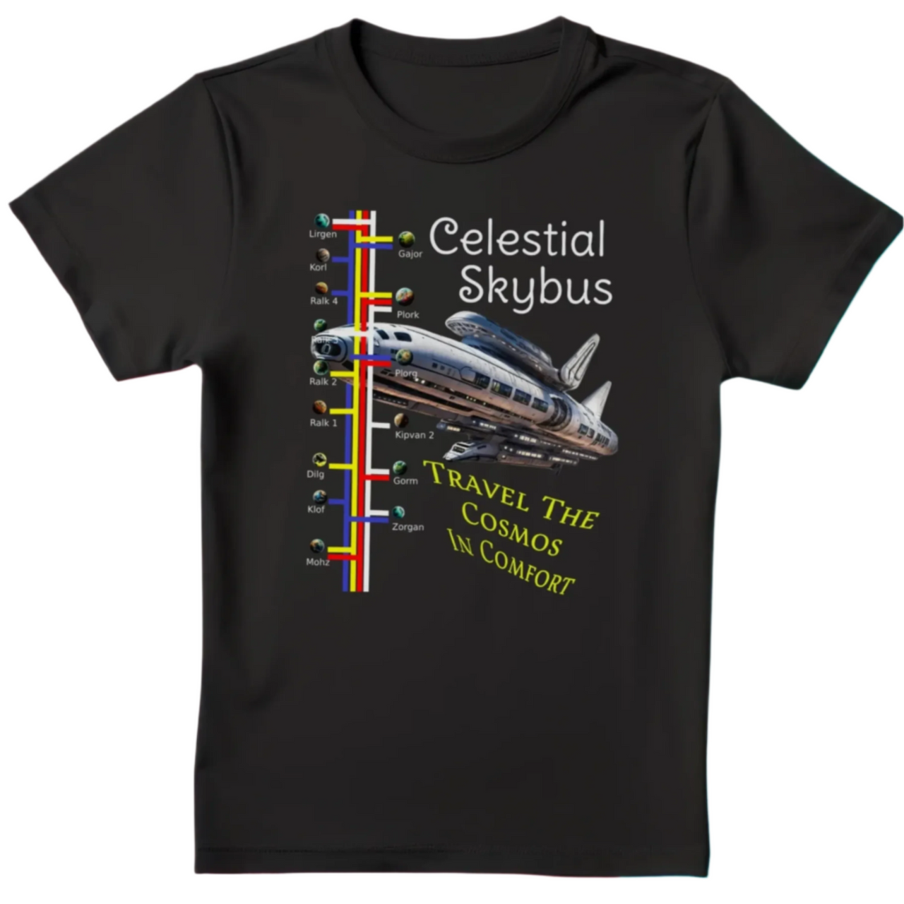 Celestial Skybus, Alien Transport T-Shirt, Daily Spaceship T-Shirt - 1 COLOR -