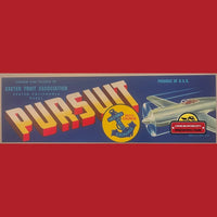 Thumbnail for Vintage Pursuit Crate Label, Exeter, Ca 1940s, P-51 Mustang, Patriotic