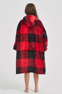 Thumbnail for Plaid Hooded Oversize Fuzzy Lounge Dress - 1 LARGE OVERSIZE - T - 1 COLOR -