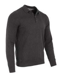 Thumbnail for Men's Casual Polo Sweater - Long Sleeve Pullover Button Knit Shirt - 1 COLOR -