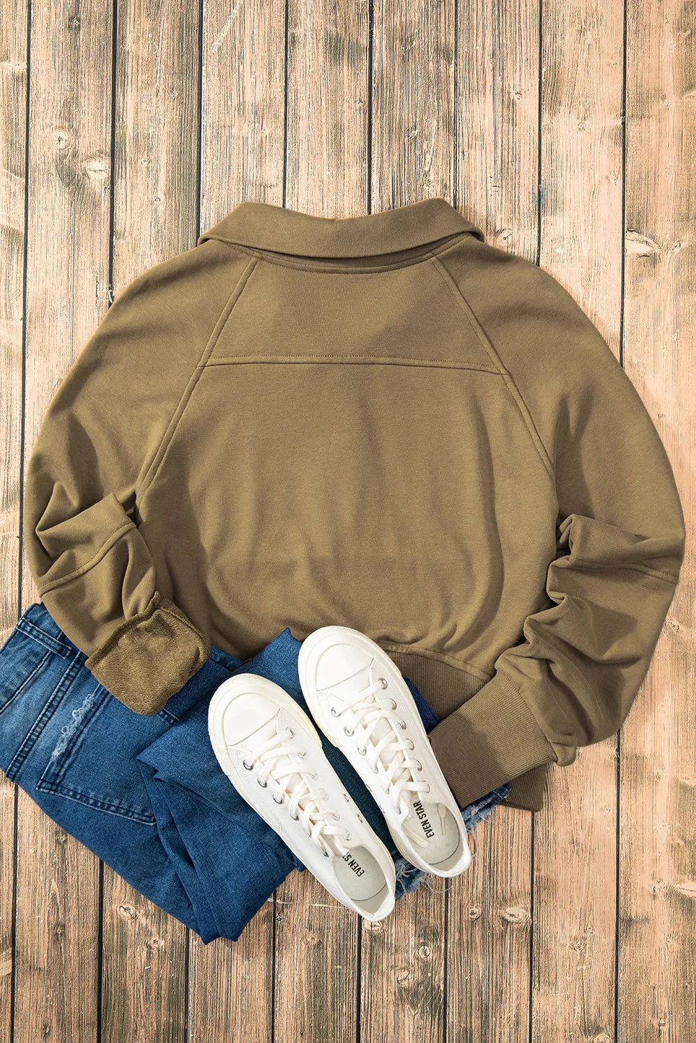 Half Zip Long Sleeve Sweatshirt - T - 1 COLOR -