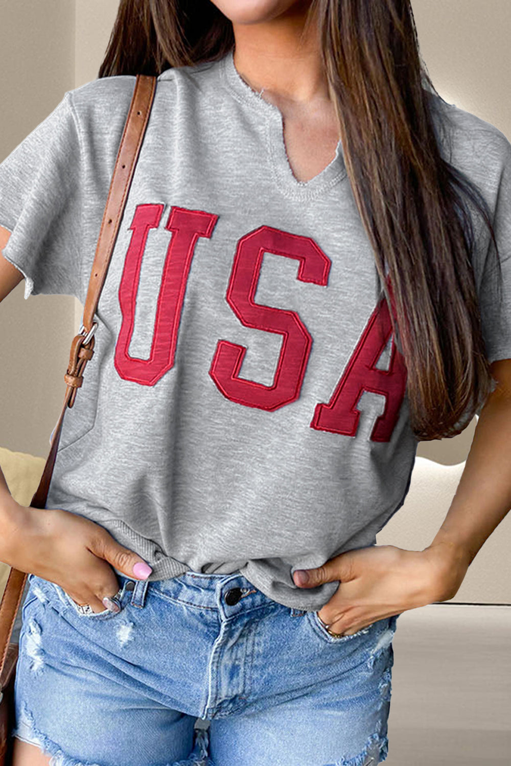 USA Notched Short Sleeve T-Shirt - T - 2 COLORS -