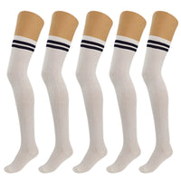 Thumbnail for 5 Pairs Over Knee Thigh Socks Knee-High Warm Stocking Women Boot Sock Leg Warmer High Socks - FITS SIZES 5-10 - 9 COLORS -