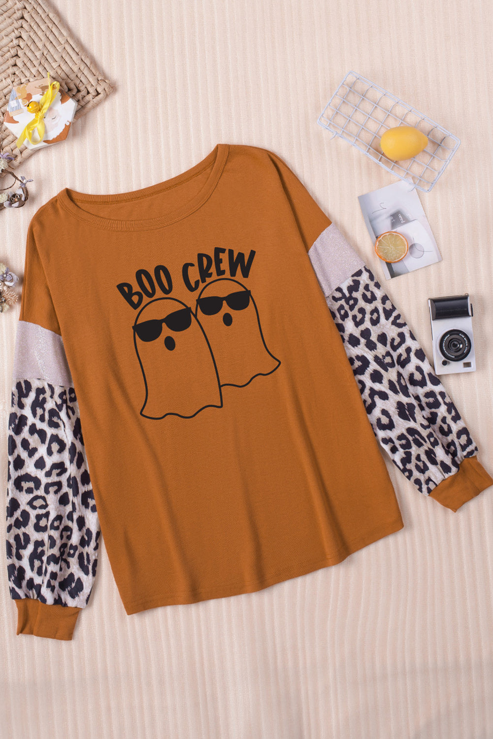 BOO CREW Ghost Graphic Round Neck T-Shirt - T - 1 COLOR -