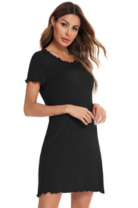 Thumbnail for Round Neck Short Sleeve Lounge Dress - T - 3 COLORS -