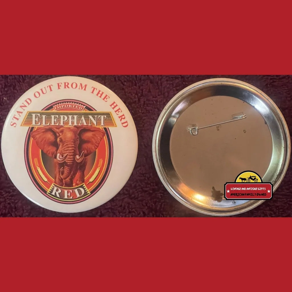 🐘 Vintage 1990s Elephant Red Beer Pin "Stand Out From the Herd" 🍺