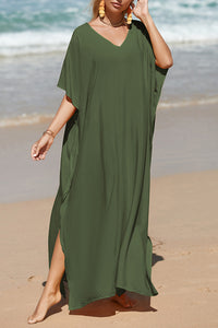 Thumbnail for Slit V-Neck Half Sleeve Cover-Up - T - 5 COLORS -