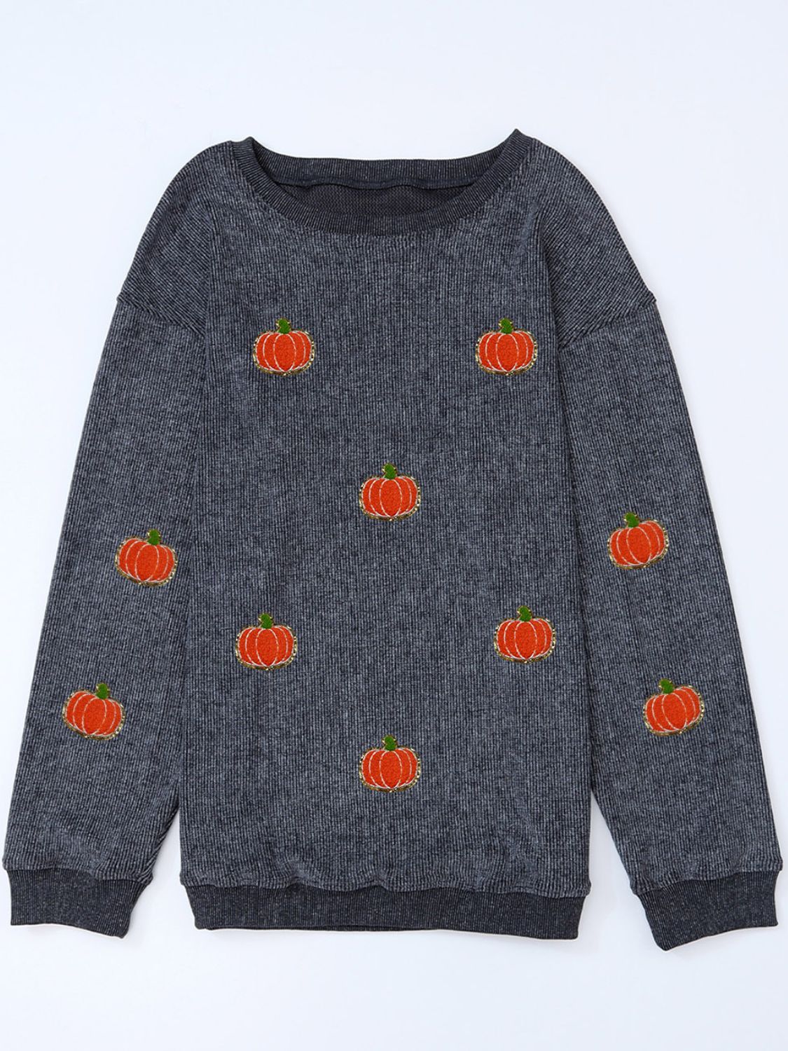 Pumpkin Round Neck Long Sleeve Sweatshirt - T - 2 COLORS -