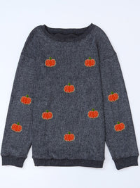 Thumbnail for Pumpkin Round Neck Long Sleeve Sweatshirt - T - 2 COLORS -