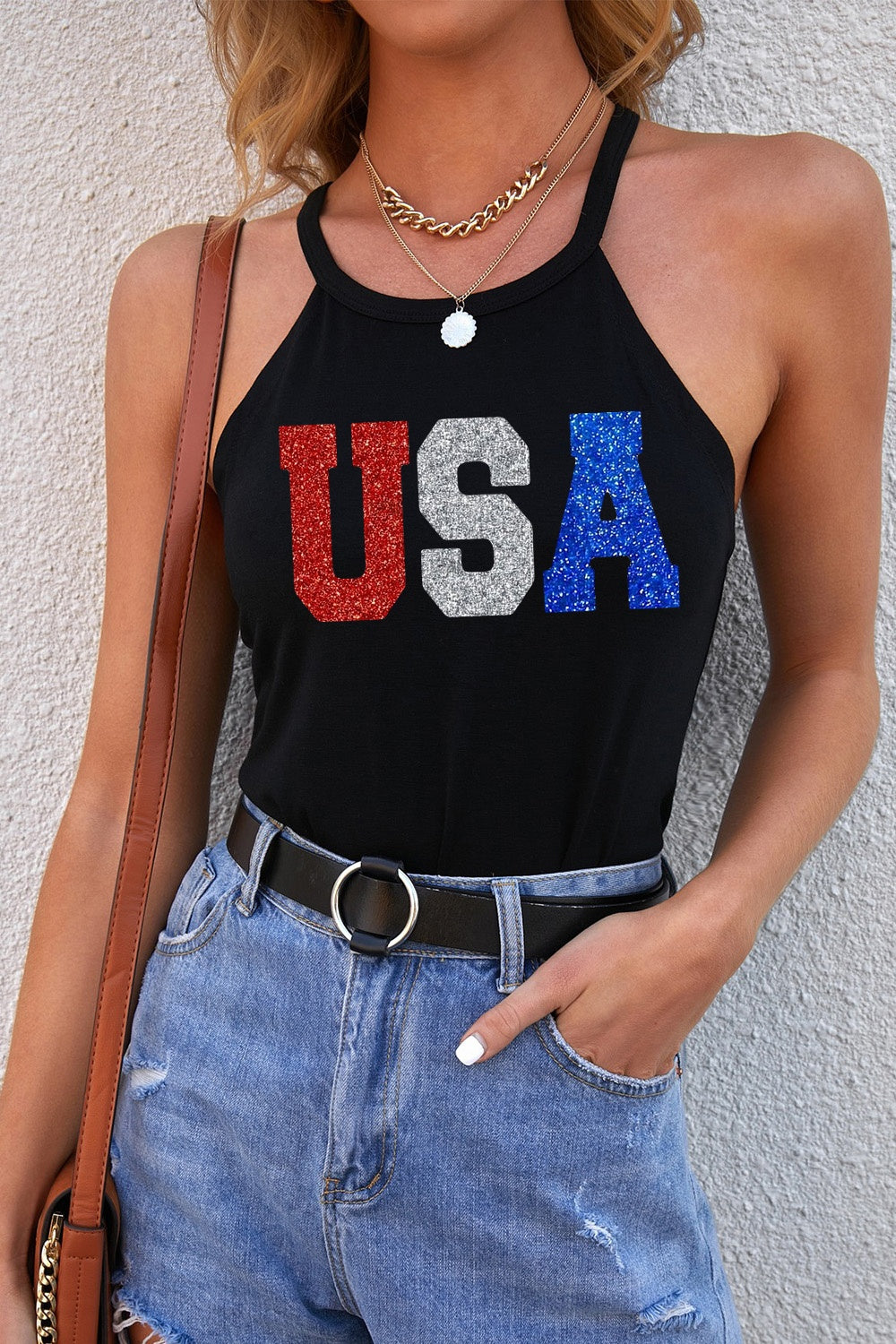 USA Grecian Neck Cami Tank - T - 1 COLOR -