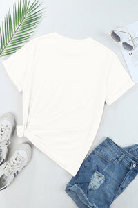 Thumbnail for Sequin Star Round Neck Short Sleeve T-Shirt - T - 1 COLOR -