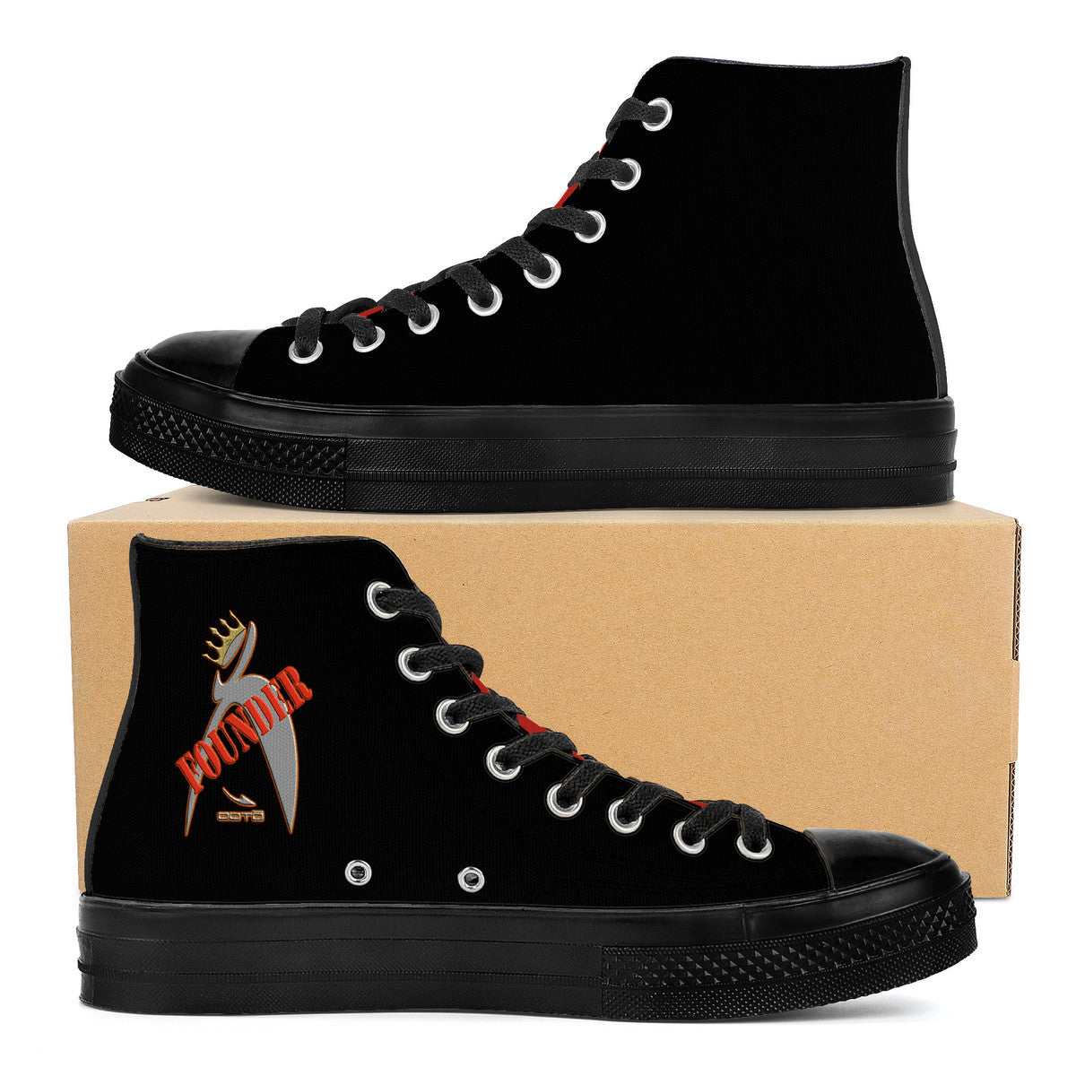 ITEM 24.) FOUNDER - CROWNED BIG STEPPIN GLYPHIC - SF_D71 High Top Canvas Shoes - Men sizes 5-11 or Women sizes 5-11 - 1 COLOR -