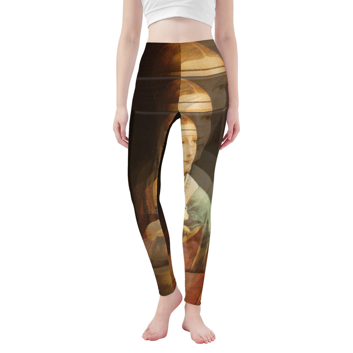 OOTO - LEONARDO DAVINCI Lady with an Ermine / CIRCA 1490 - D48 All-Over Print Yoga Leggings - 1 COLOR -