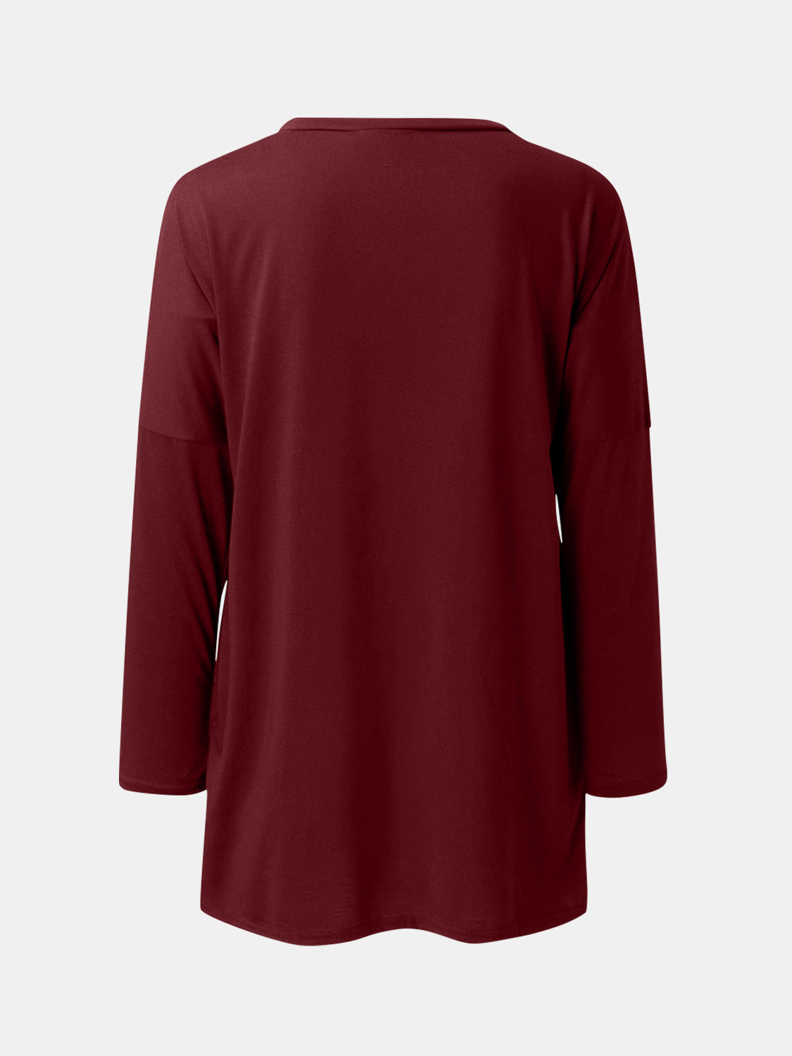 Full Size Round Neck Drapey Long Sleeve T-Shirt - SIZES S THRU 3XL - T - 6 COLORS -