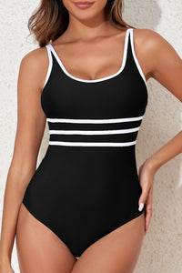 Thumbnail for Contrast Trim Scoop Neck One-Piece Swimwear - T - 1 COLOR -