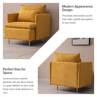 Thumbnail for Modern Fabric Accent Armchair,upholstered Single Sofa Chair,Yellow Cotton Linen-30.7''