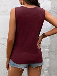 Thumbnail for Lace Detail Heathered Tank - T - 3 COLORS -