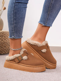 Thumbnail for Thermal Fuzzy Buckle Platform Slippers - T - 3 COLORS -