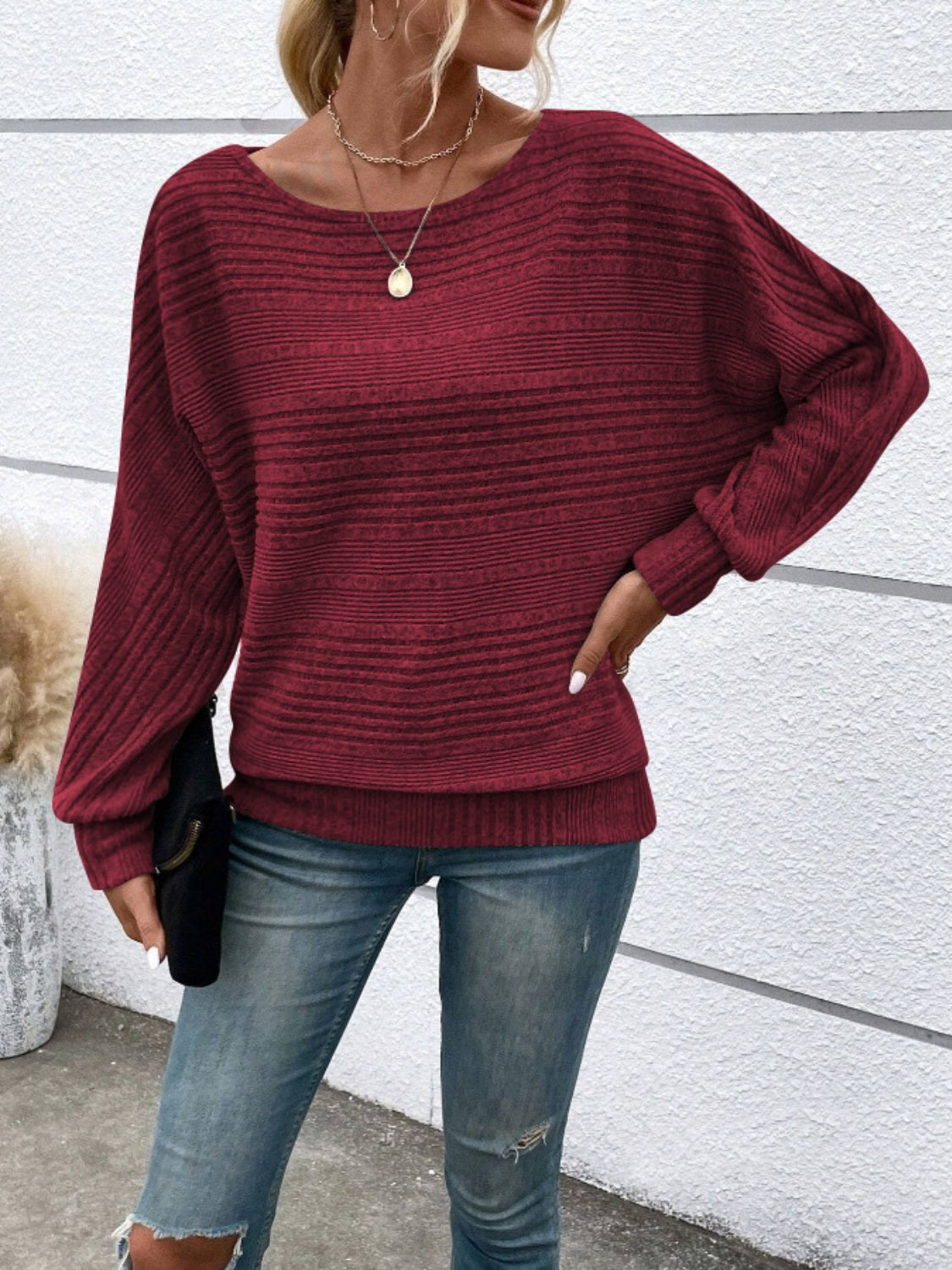 Round Neck Long Sleeve Top - T - 6 COLORS -