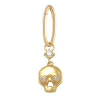 Thumbnail for Zahav - 14K Solid Yellow Gold Handmade Belly Ring Hoop With a 10K Solid Yellow Gold Dangling Skull Charm - CHARM ONLY OR WITH CHAIN -