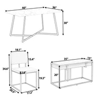 Thumbnail for Modern Faux Marble 6-Piece Dining Table Set,60inch Metal Kitchen Table Set With Upholstered Dining Chairs and Bench, Gol