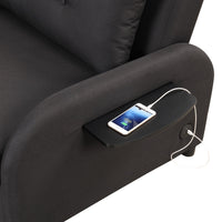 Thumbnail for Pull Out Sofa Sleeper 3 in 1 With 2 Wing Table and Usb Charge for Nap Line Fabric for Living Room Recreation Room Black