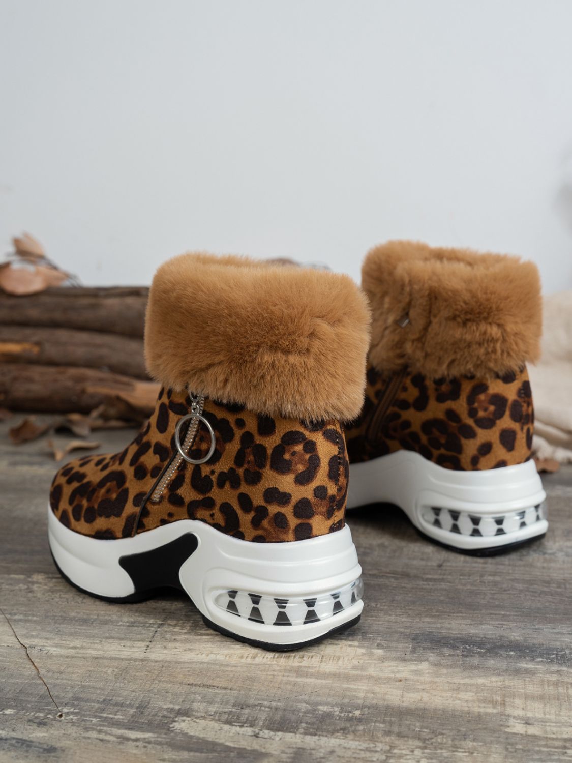 Side Zipper Leopard Platform Boots - T - 2 COLORS -