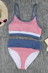 Thumbnail for Color Block Scoop Neck Two-Piece Swim Set - T - 1 COLOR -