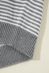 Thumbnail for Striped Round Neck Long Sleeve Sweater - T - 1 COLOR -