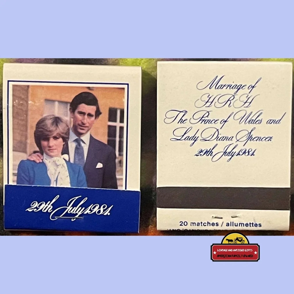 Vintage Lady Diana, Prince Charles of Wales Wedding Matchbook, Unused 1981