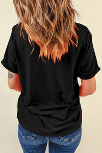 Thumbnail for Rhinestone Round Neck Short Sleeve T-Shirt - T - 1 COLOR -