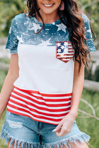 Thumbnail for US Flag Round Neck Short Sleeve T-Shirt - T - 1 COLOR -