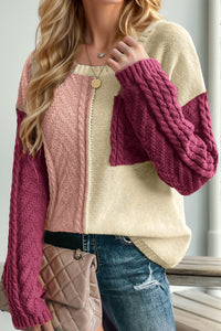 Thumbnail for Double Take Full Size Color Block Drop Shoulder Sweater - 3 SIZE COMBOS - T - 2 COLORS