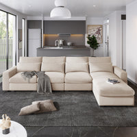 Thumbnail for Modern Large L-Shape Feather Filled Sectional Sofa,  Convertible Sofa Couch With Reversible Chaise for Living Room