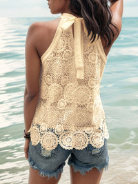 Thumbnail for Lace Tied Mock Neck Tank - T - 5 COLORS -