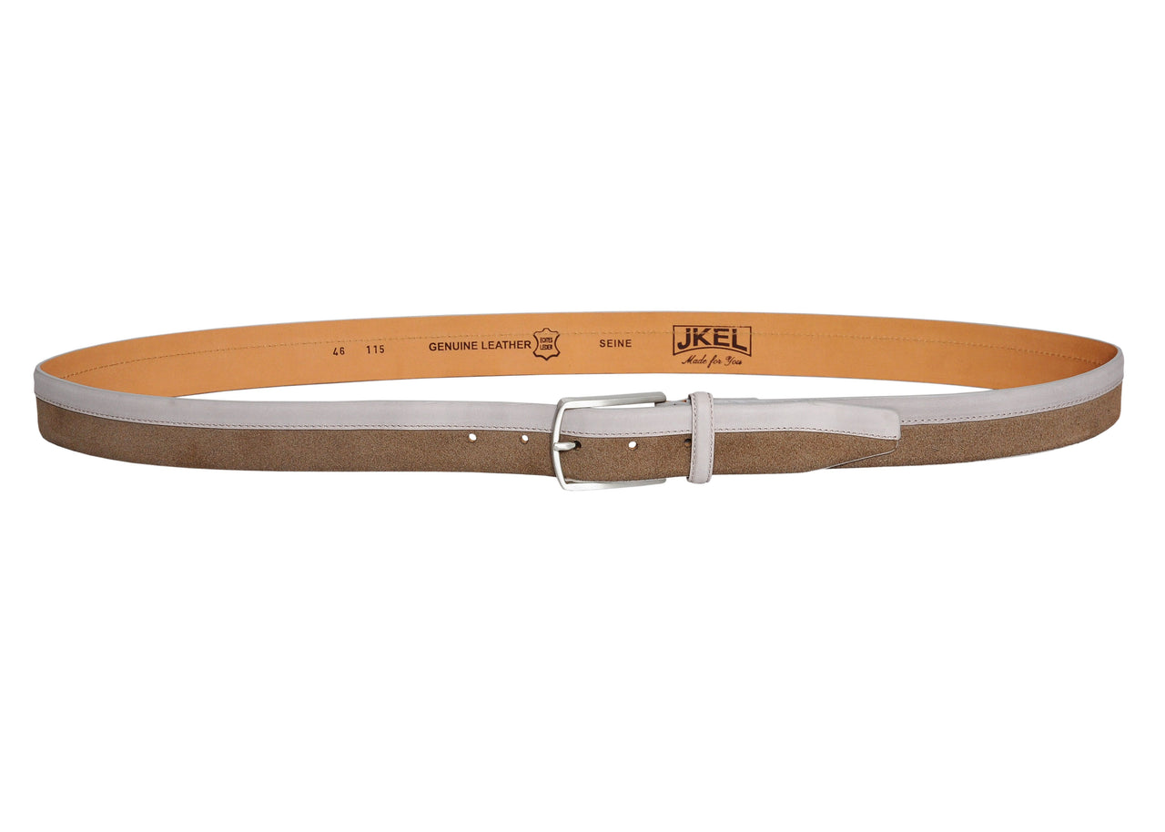 Jkel - Siene Beige Leather Men Suede Belt -