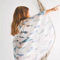 Thumbnail for Geople - Baby Beach Bath Towel Muslin Hooded Poncho - Whale - 1 COLOR -