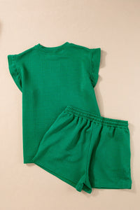 Thumbnail for Round Neck Top and Drawstring Shorts Set - 2 PCS. - T - 2 COLORS -