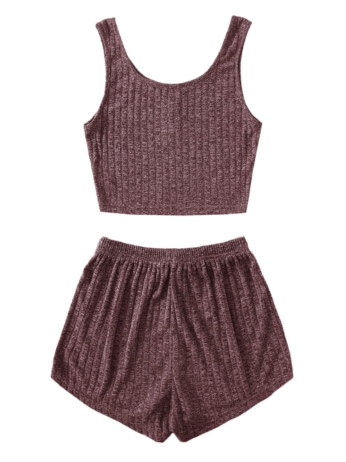 Scoop Neck Top and Shorts Lounge Set - 2 PCS. - T - 4 COLORS -