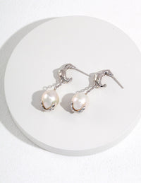 Thumbnail for Single Dangle Teardrop Pearl Earrings -