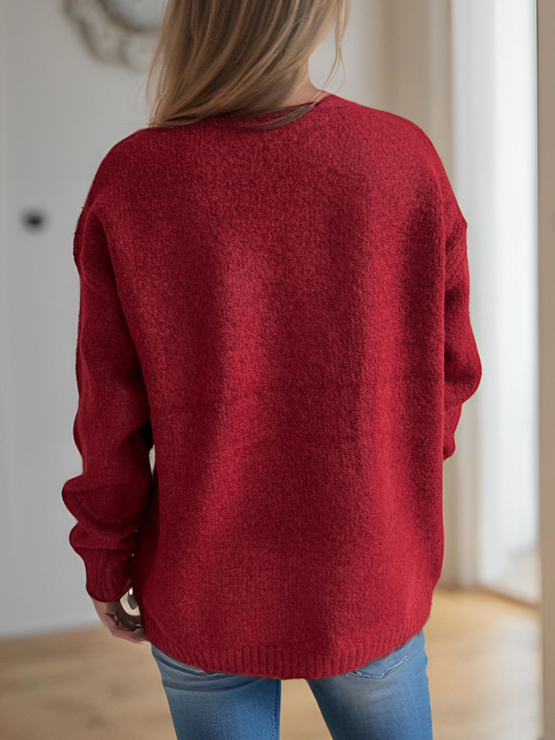 Cherry Round Neck Long Sleeve Sweater - 1 OVERSIZE - T - 3 COLORS -