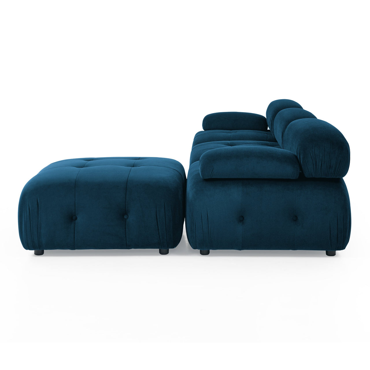 Modular Sectional Sofa, Button Tufted Designed and DIY Combination,L Shaped Couch With Reversible Ottoman, Navy Velvet