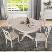 Thumbnail for Modern Dining Table Set for 4,Round Table and 4 Kitchen Room Chairs,5 Piece Kitchen Table Set for Dining Room,Dinette,Br