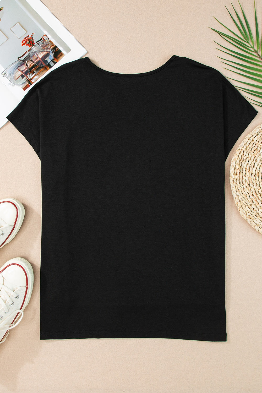 V-Neck Short Sleeve T-Shirt - T - 2 COLORS -