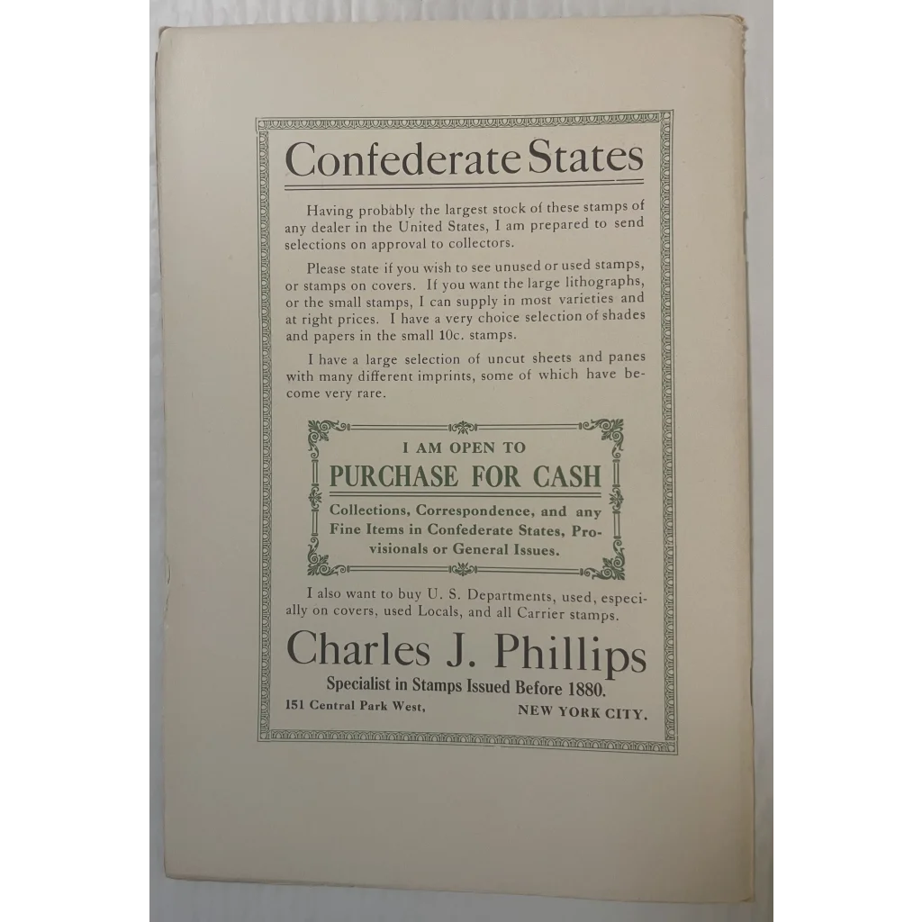 First Edition Antique 1924 Southern Philatelist, Stamps of the Confederacy