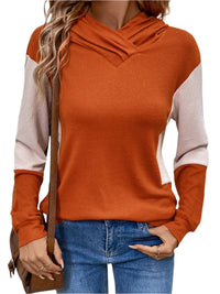 Thumbnail for Perfee Contrast Long Sleeve Hoodie Shirt - T - 1 COLOR -