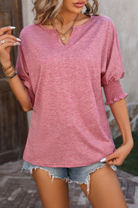 Thumbnail for Notched Lantern Sleeve Blouse - T - 1 COLOR -