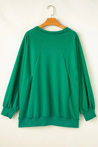 Thumbnail for Plus Size Cutout Hem Notched Long Sleeve Sweatshirt - XL THRU 4XL ONLY - T - 1 COLOR -