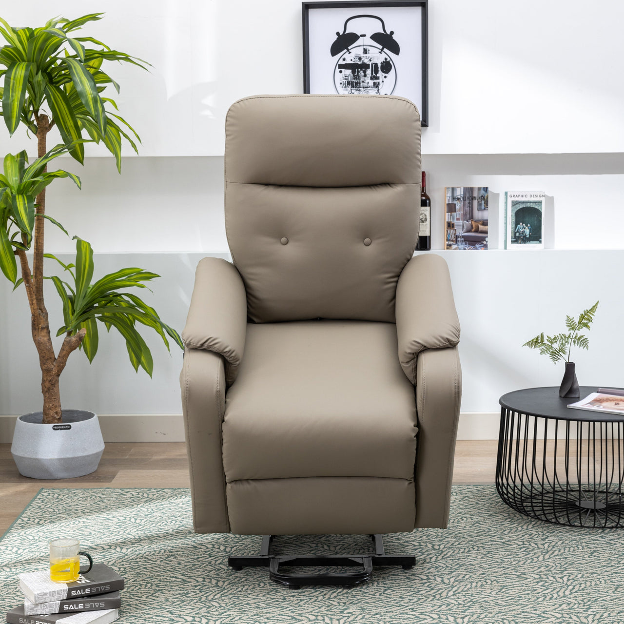 Massage Recliner Chair Electric Power Lift Chairs With Side Pocket, Adjustable Massage and Heating Function for Adults A