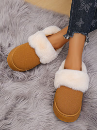 Thumbnail for Faux Fur Round Toe Platform Slippers - T - 3 COLORS -